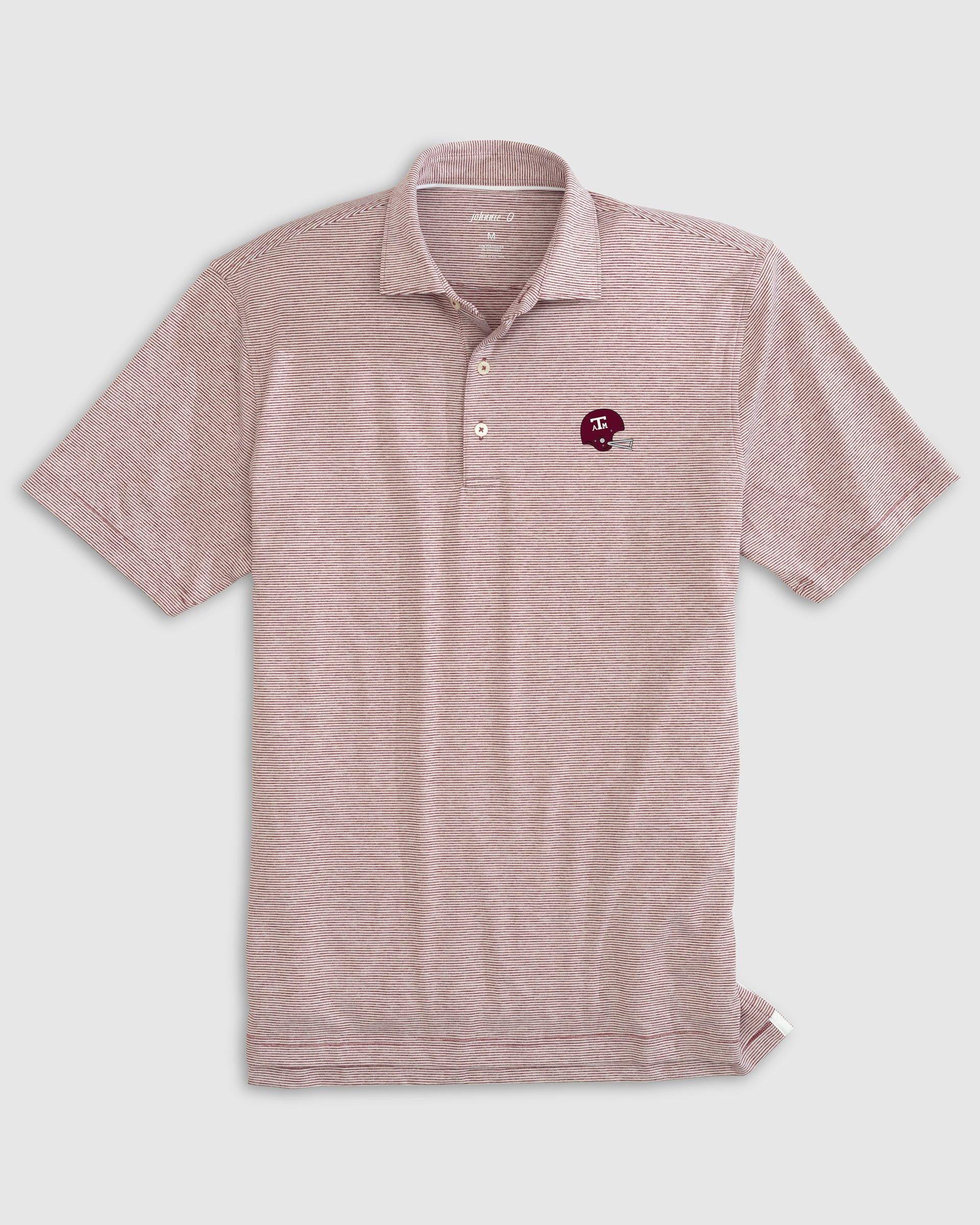 Texas A&M Lyndonn Striped Jersey Performance Polo - Vault Logo Male Product Image