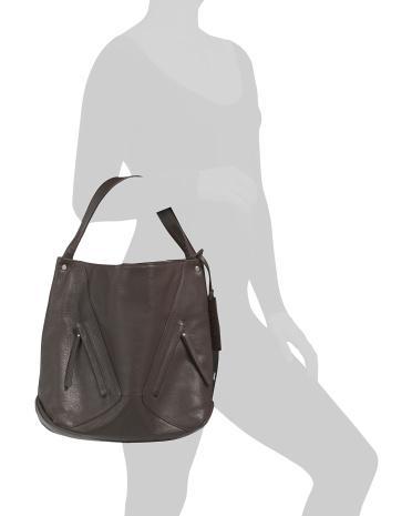 Leather Medium Hobo With Front Pockets And Wide Strap for Women Product Image