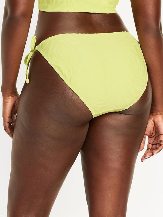 Mid-Rise Textured String Bikini Swim Bottoms Product Image