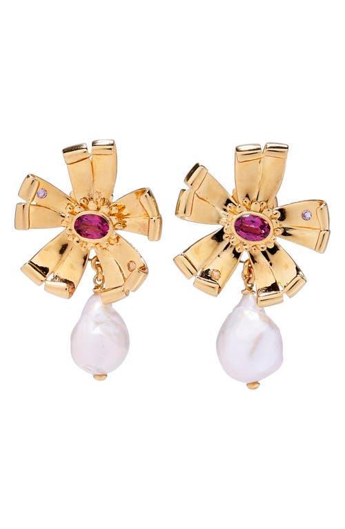 Lizzie Fortunato Lotus Freshwater Pearl Drop Earrings Product Image