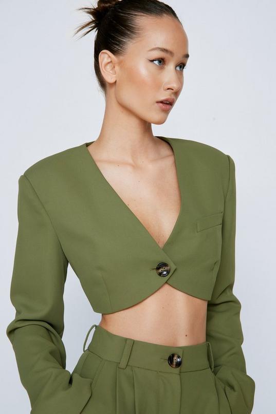 Curved Hem Cropped Blazer Product Image