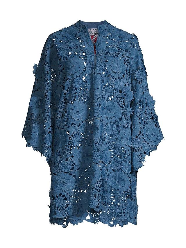 Womens Floral Appliqu Lace Mini Caftan Product Image