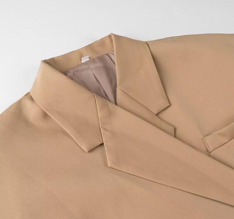 Notch Lapel Plain Concealed Button Wrap Blazer Product Image