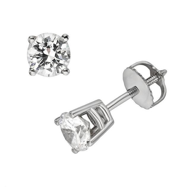 18k White Gold 1-ct. T.W. IGL Certified Colorless Round-Cut Diamond Solitaire Earrings, Womens Product Image