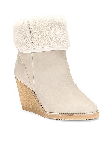 Women's Totam Shearling Wedge Ankle Boots - Neutral - FR 39 - Moda Operandi Product Image