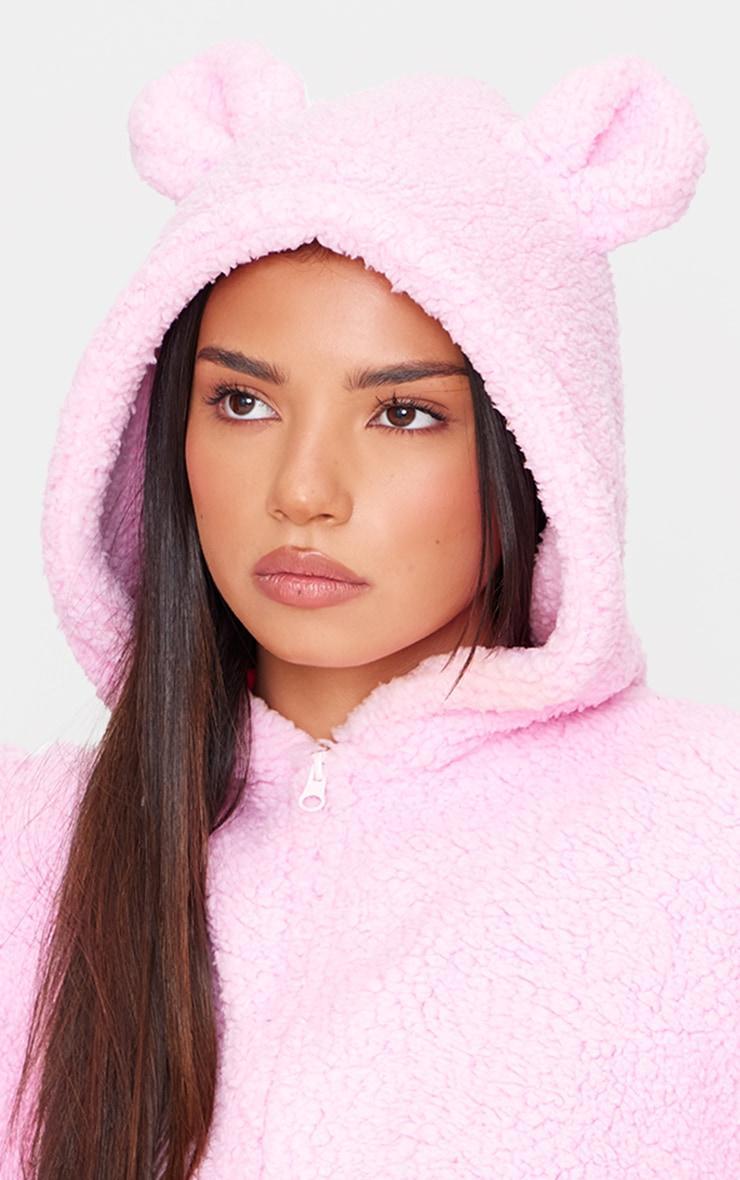 Pink Hooded Fleece Onesie Product Image