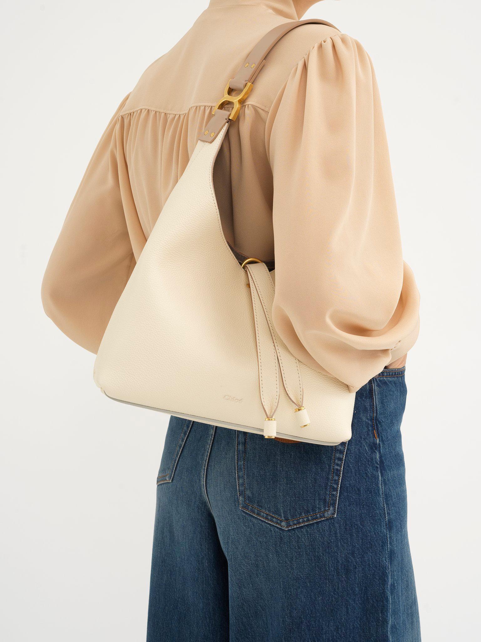 Small Marcie hobo bag in grained leather Product Image