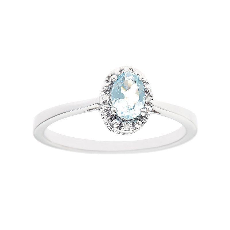 Celebration Gems Sterling Silver Blue Topaz & Diamond Accent Oval Halo Ring, Womens Product Image