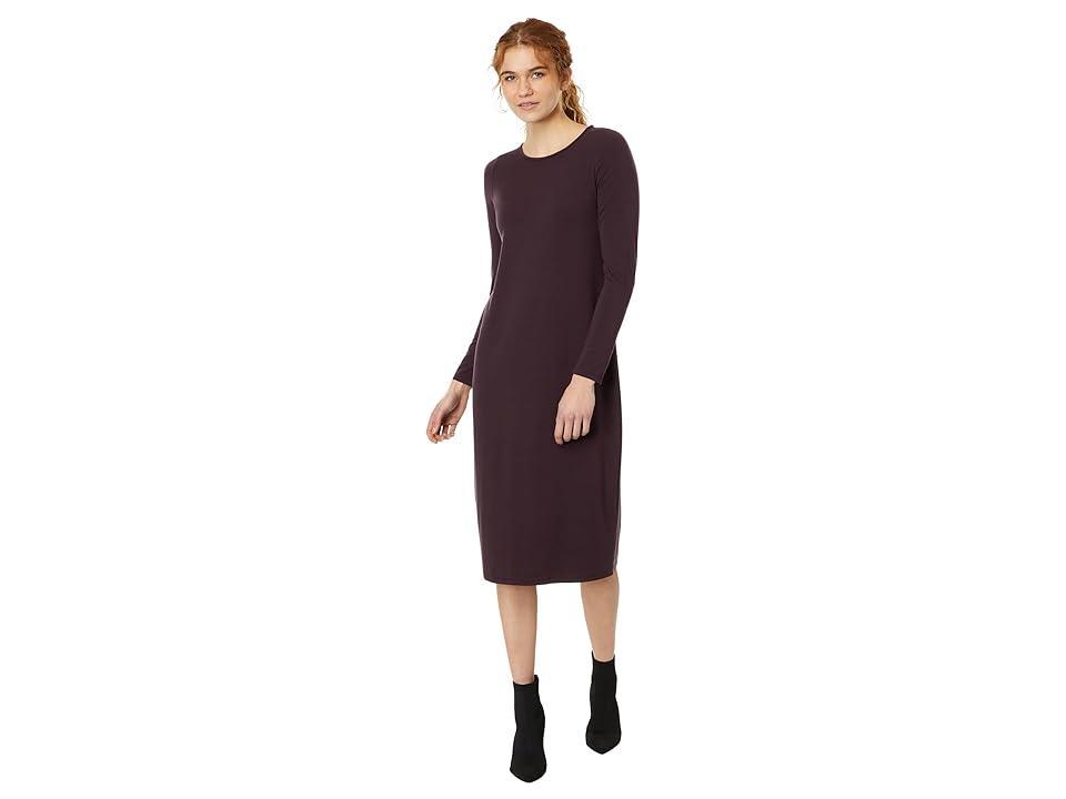 Eileen Fisher Petite Jewel Neck Slim Full Length Dress (Alpine) Women's Clothing Product Image