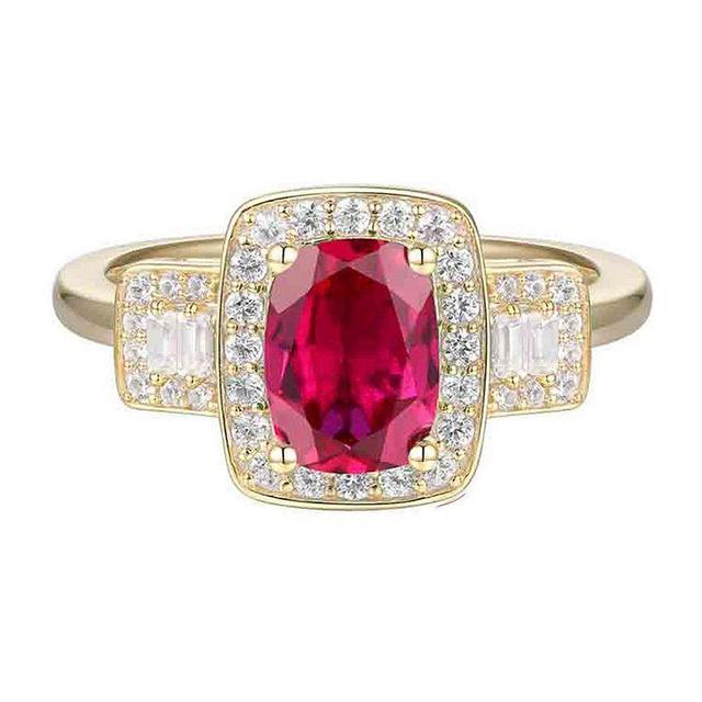 14k Gold Over Silver Lab-Created Ruby & Lab-Created White Sapphire Ring, Womens Gold Tone Product Image