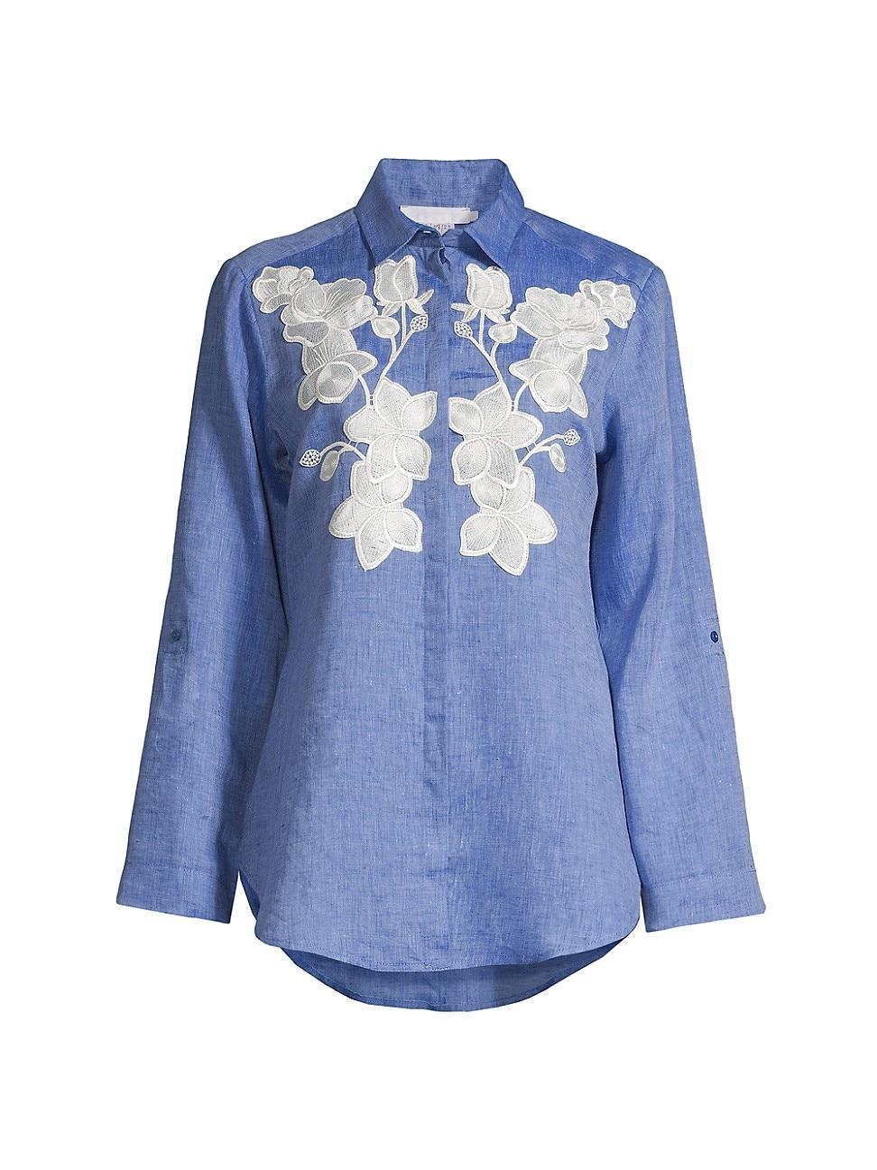 Womens Citron Linen Floral Shirt Product Image