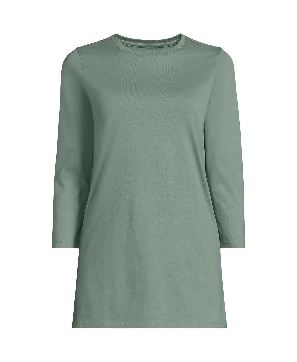 Petite Lands End 3/4-Sleeve Supima Cotton Crewneck Tunic, Womens Product Image