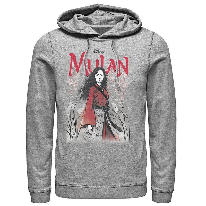 Disneys Mulan Live Action Mulan Floral Watercolor Logo Mens Hoodie Athletic Grey Product Image