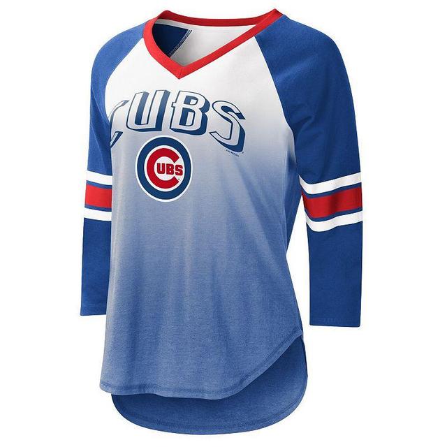 Womens G-III 4Her by Carl Banks /Royal Chicago Cubs Lead-Off Raglan 3/4-Sleeve V-Neck T-Shirt Product Image