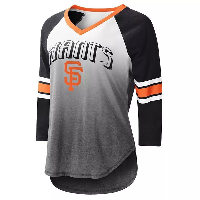 Womens G-III 4Her by Carl Banks /Black San Francisco Giants Lead-Off Raglan 3/4-Sleeve V-Neck T-Shirt Product Image