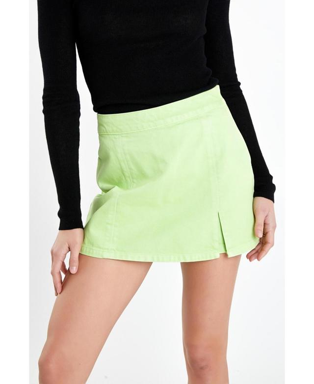 Womens High-waisted Denim Mini Skort Product Image