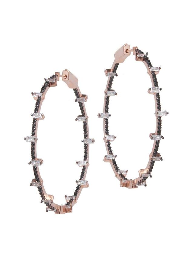 Womens Jacob 14K-Rose-Gold Vermeil & Crystal Inside-Out Hoop Earrings Product Image