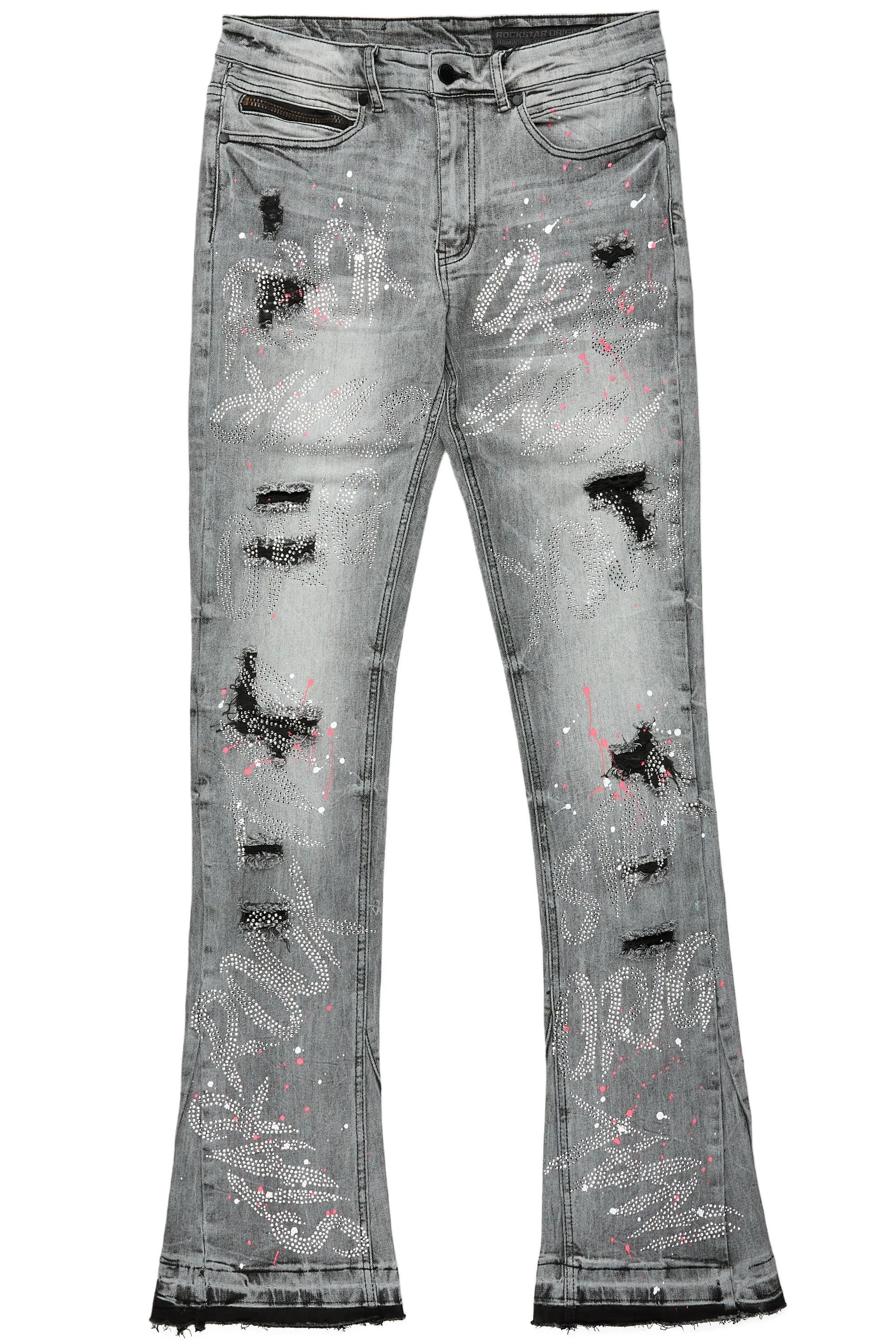 Eren Grey/Pink Stacked Flare Jean Male Product Image