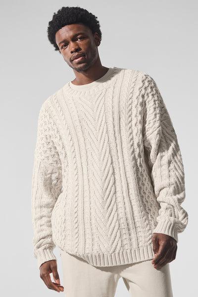 Cable Knit Crew Neck Sweater - Bone Product Image