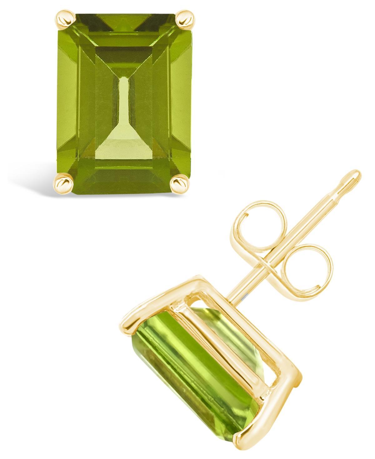 Celebration Gems 14k Gold Emerald Cut Peridot Stud Earrings, Womens Product Image