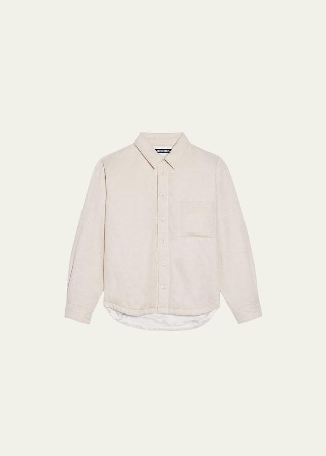 Mens Padded Cotton-Linen Shirt Jacket Product Image