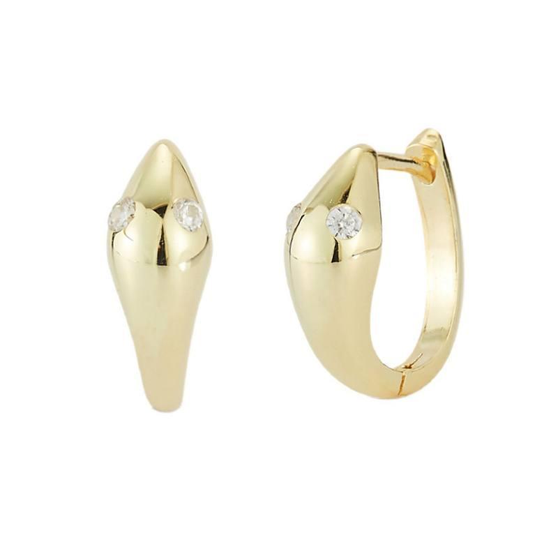 Sunkissed Sterling Snake Cubic Zirconia Hoop Earrings, Womens, Gold Tone Product Image