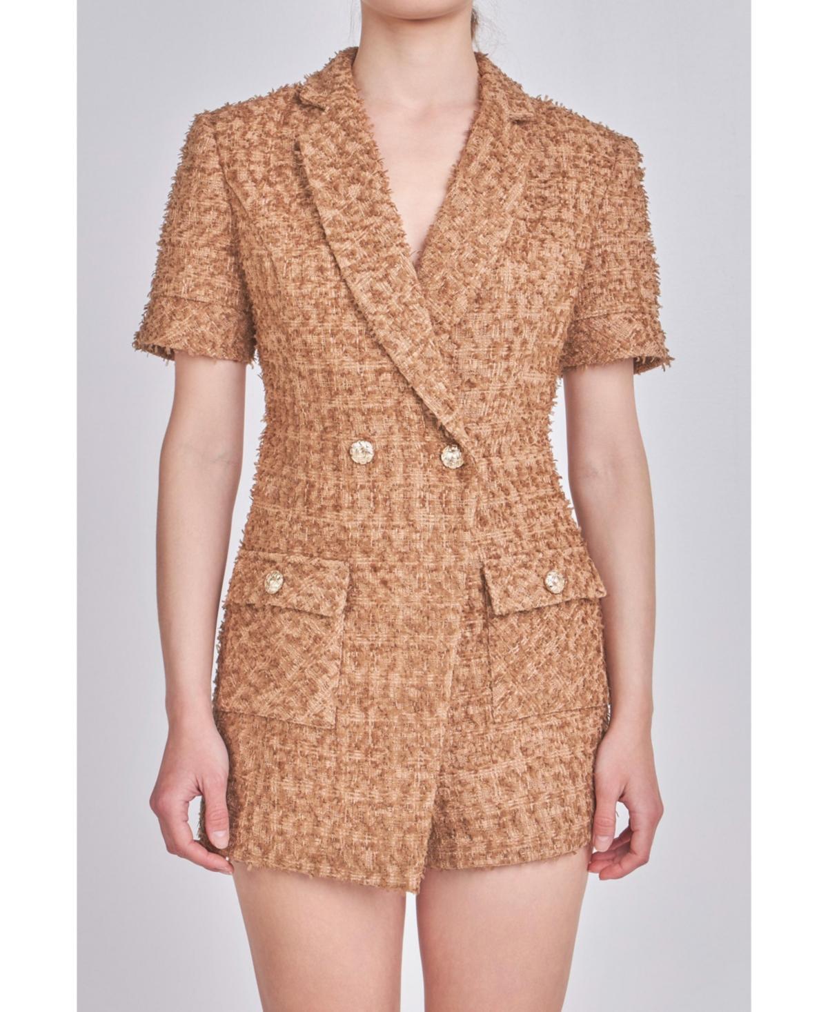 Endless Rose Double Breasted Tweed Romper Product Image