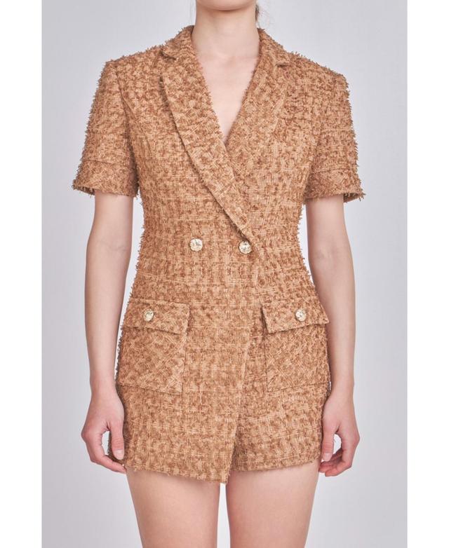 Endless Rose Double Breasted Tweed Romper Product Image