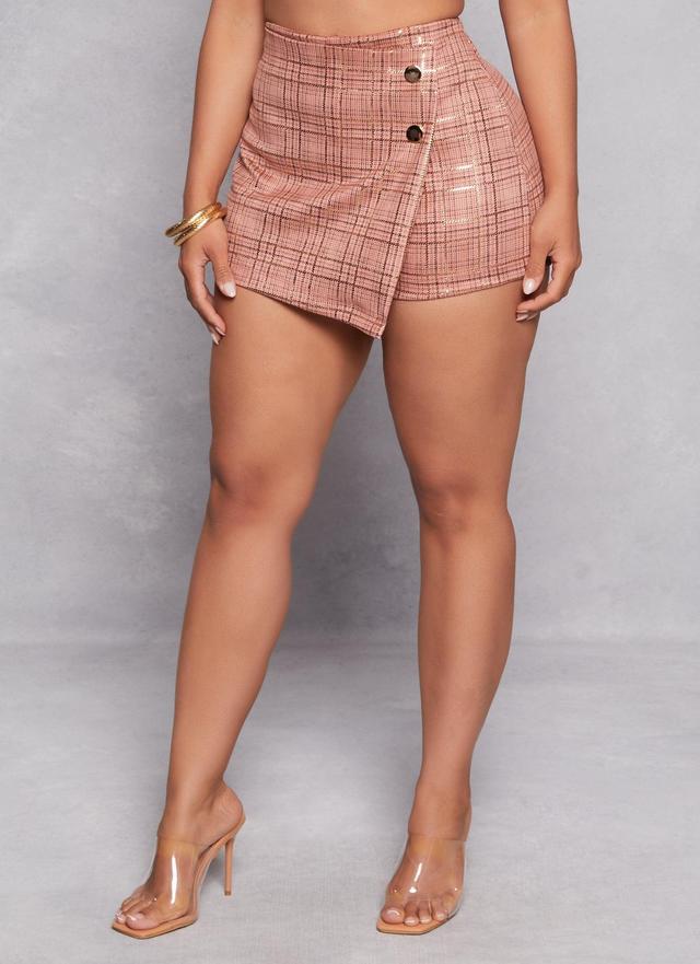 Womens Plaid Asymmetrical Skort Product Image