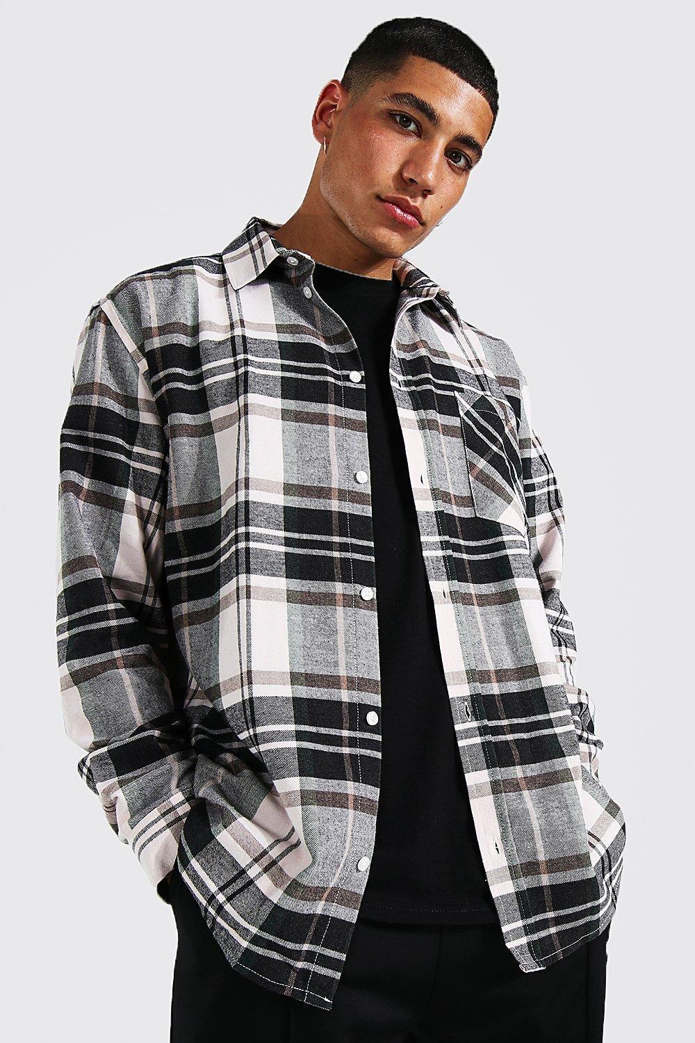 Oversized Flannel Shirt | boohooMAN USA Product Image