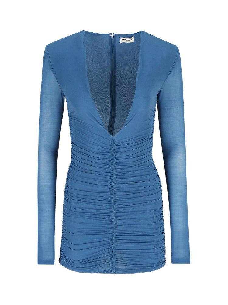 SAINT LAURENT Draped V In Blue Product Image