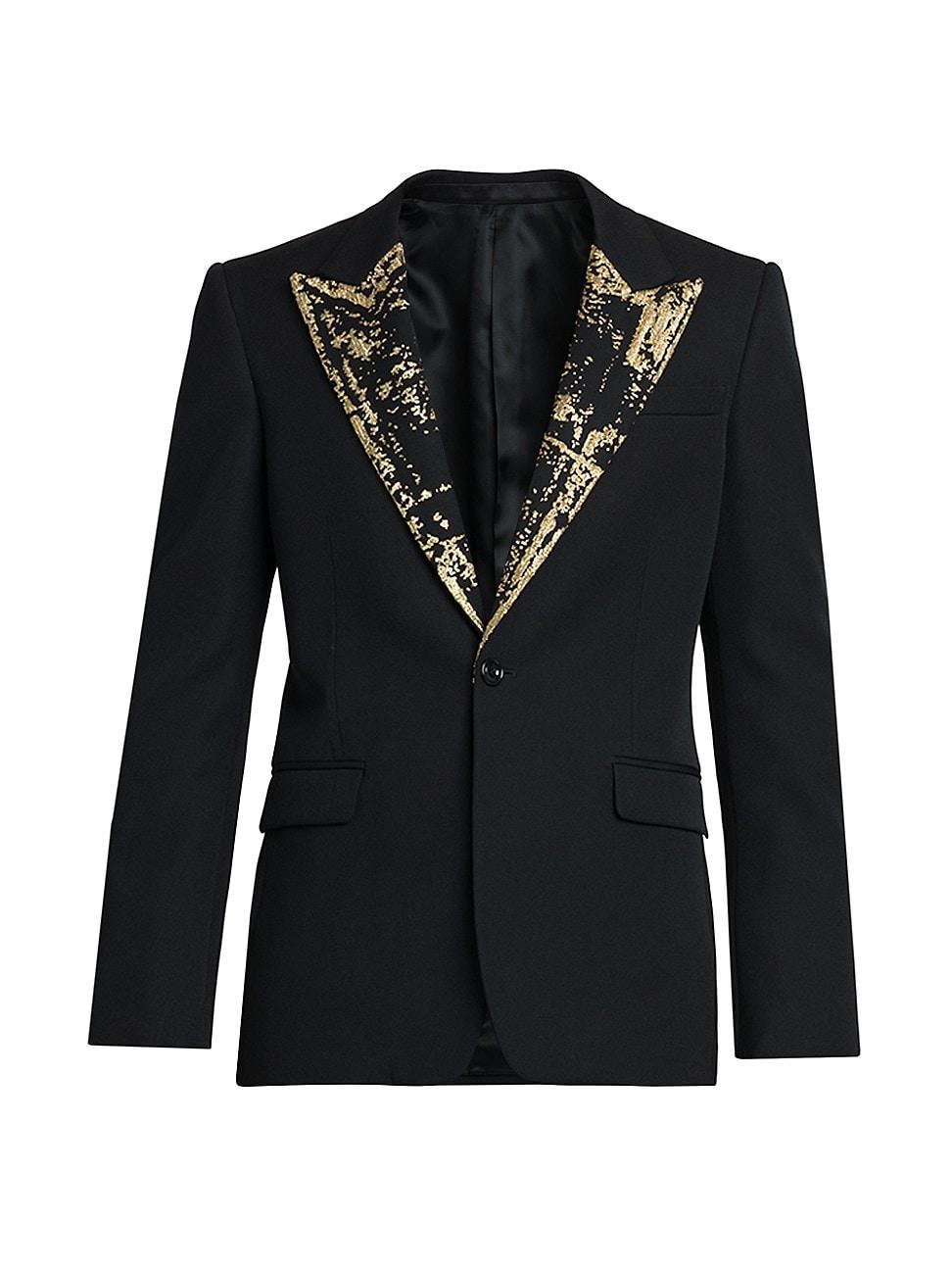 Mens Sequin-Embellished Wool One-Button Suit Jacket Product Image