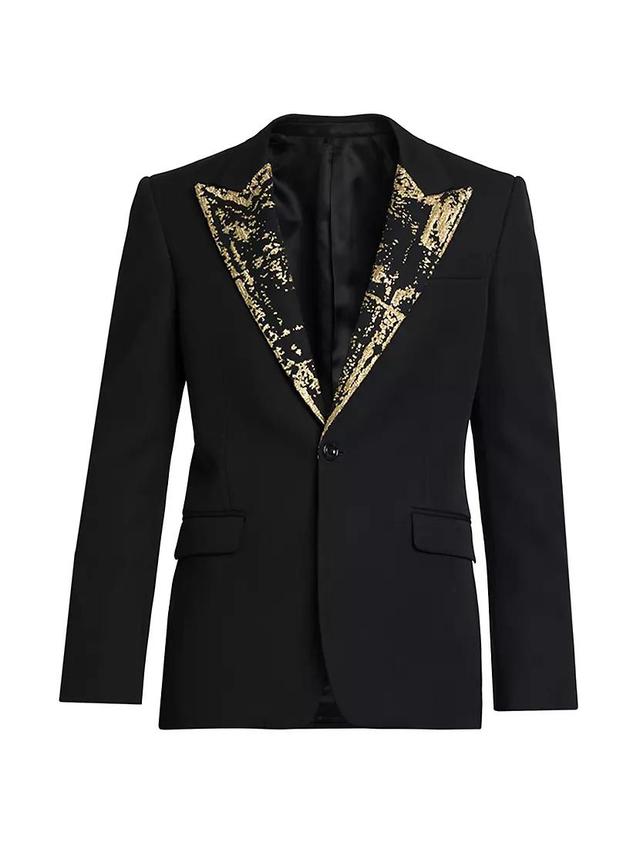 Sequin-Embellished Wool One-Button Suit Jacket Product Image