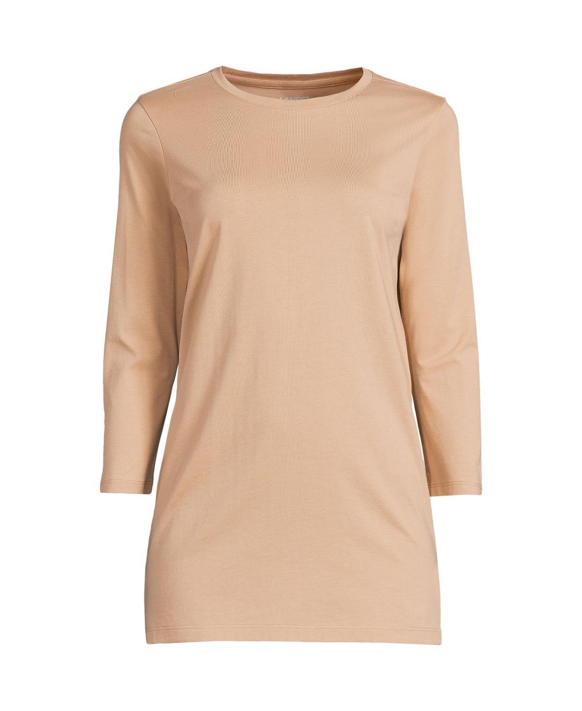 Petite Lands End 3/4-Sleeve Supima Cotton Crewneck Tunic, Womens Product Image