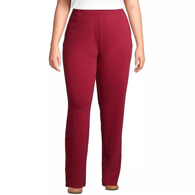 Plus Size Lands End Sport Knit High-Waist Pull-On Pants, Womens Rich Red Product Image