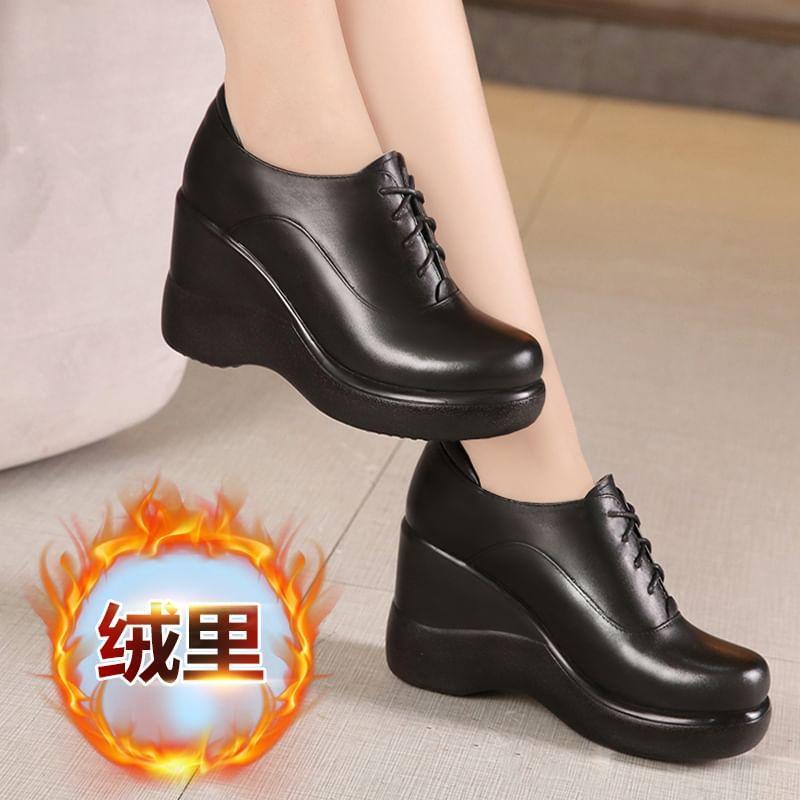 Platform Wedge Lace Up Pumps Product Image