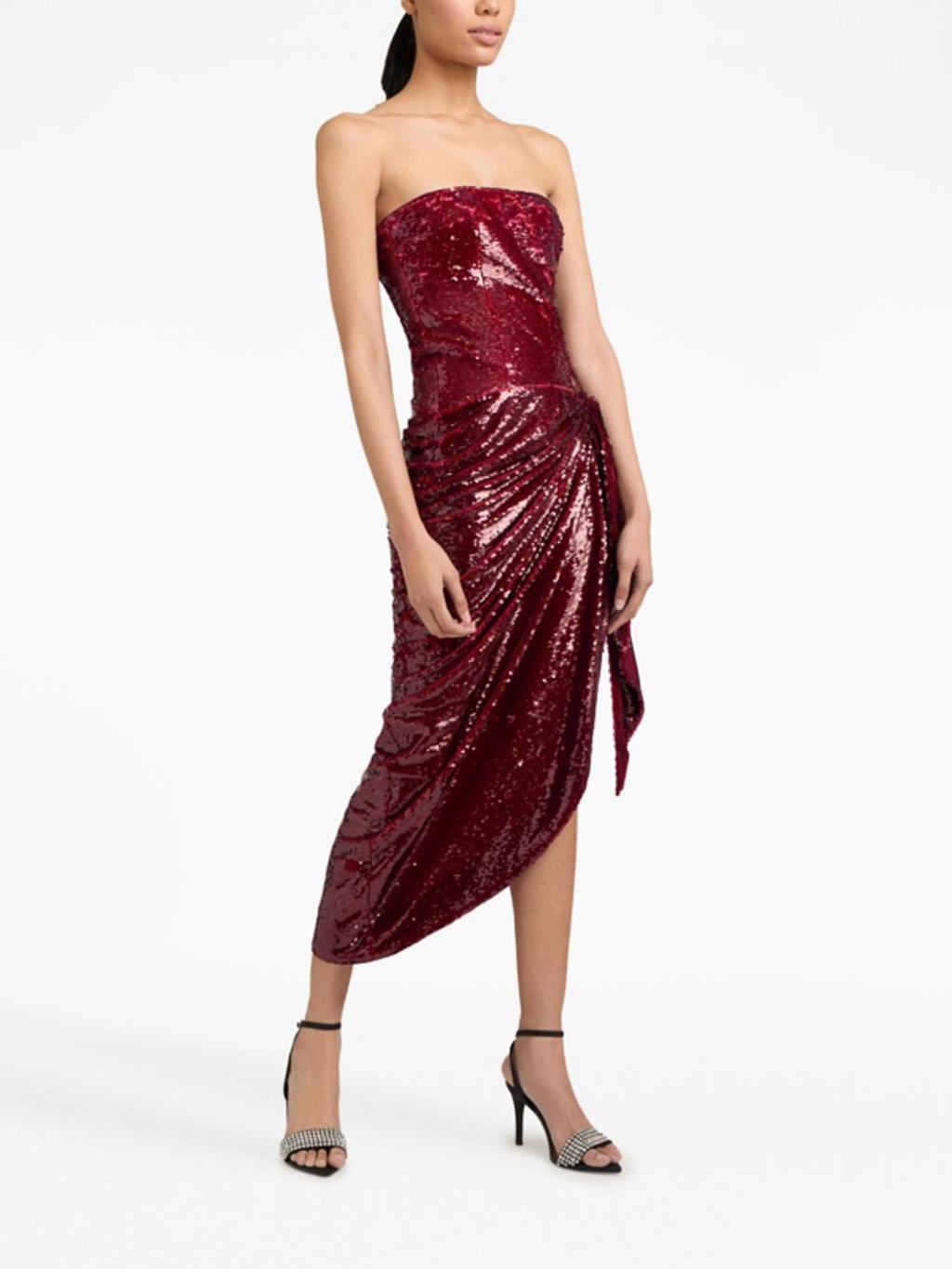 Shea Sequinned Midi Dress In Oxblood Product Image