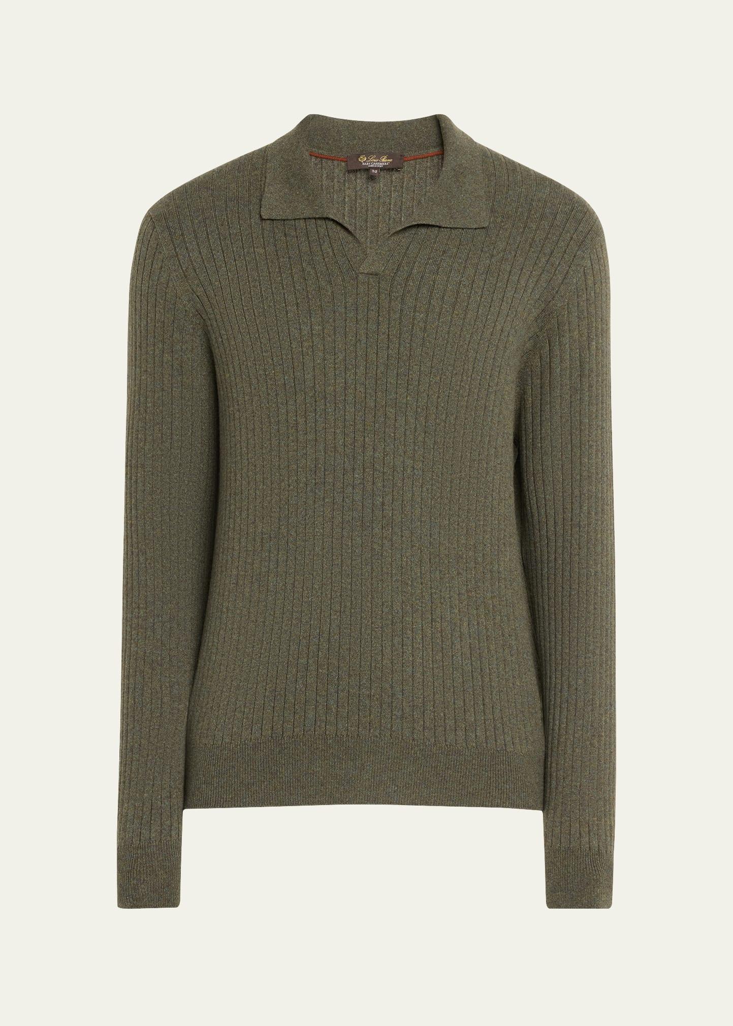 Mens Lexington Baby Cashmere Ribbed Polo Sweater Product Image