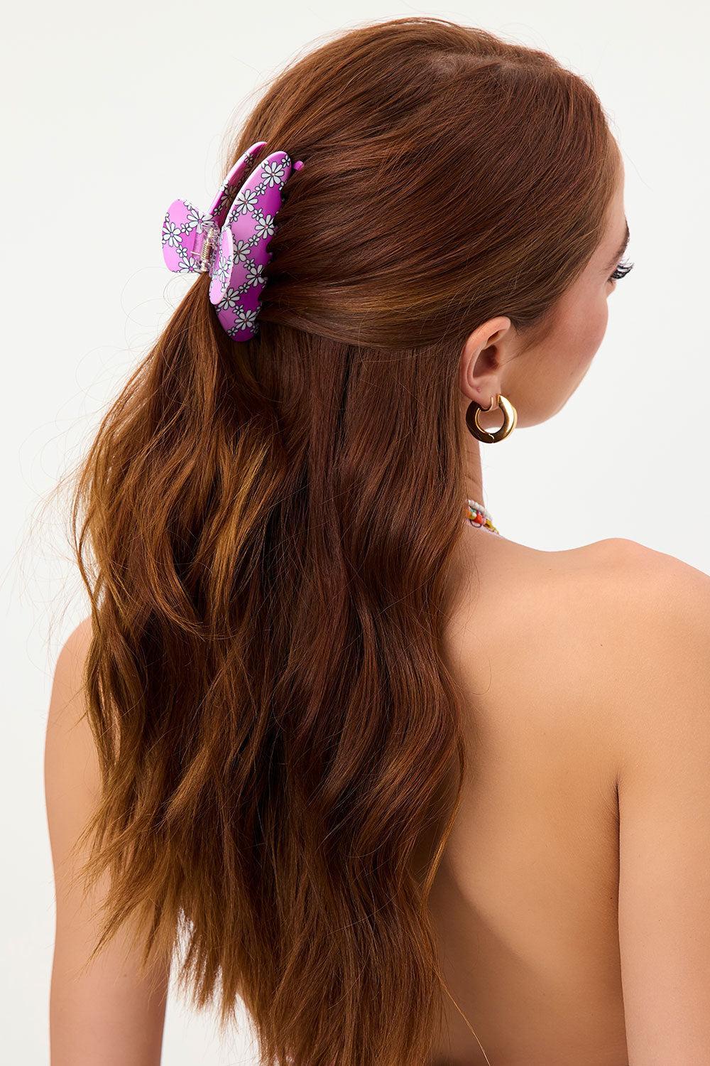 Nixie Claw Hair Clip - Pink Daisy Product Image