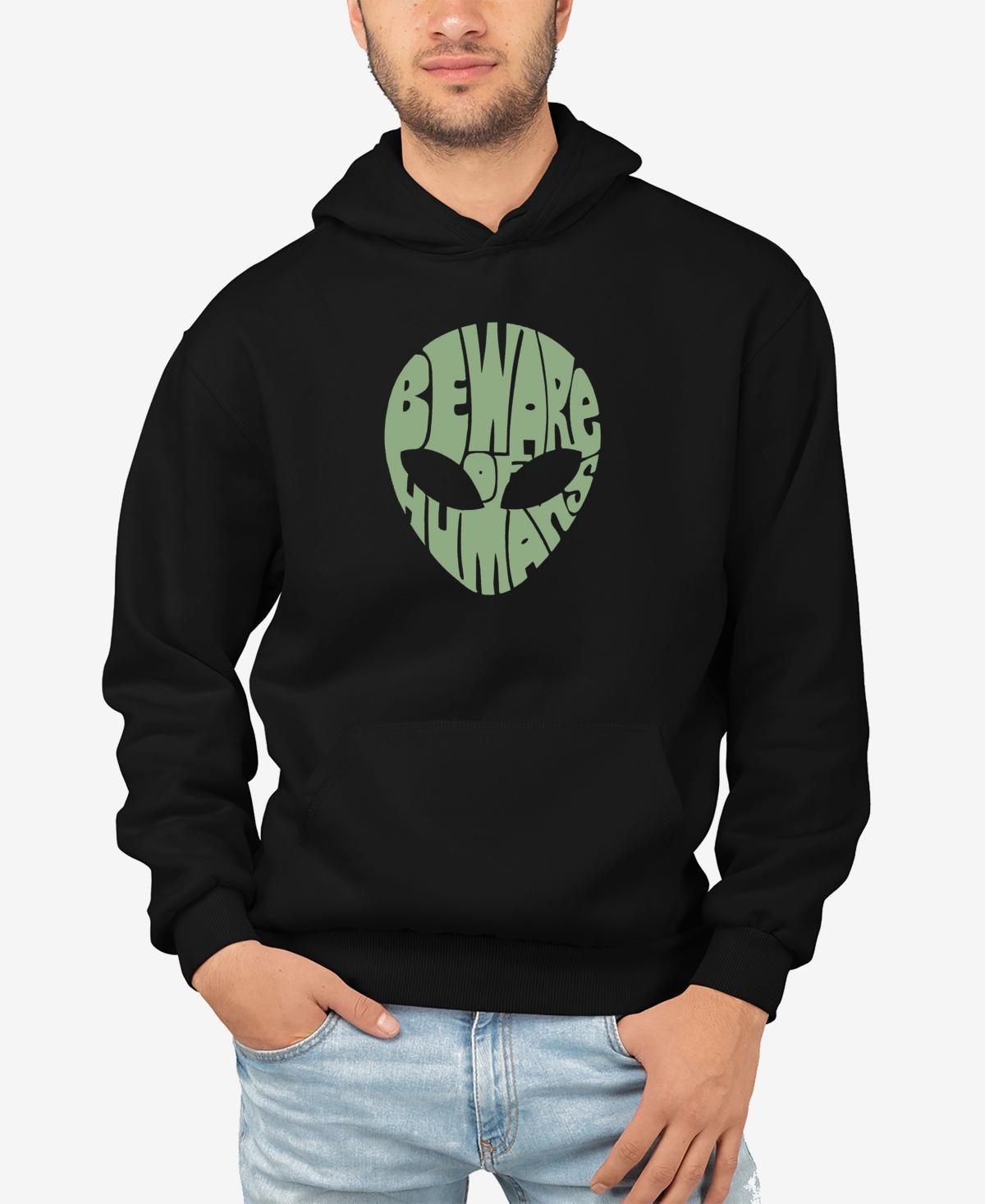 La Pop Art Mens Beware of Humans Word Art Hooded Sweatshirt Product Image