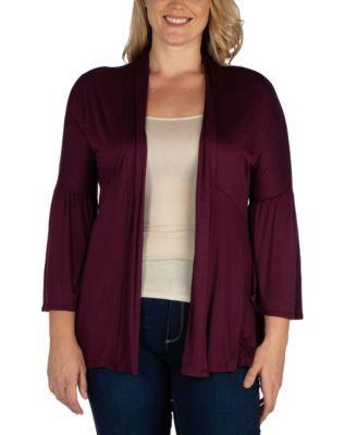 Plus Size Flared Open Front Cardigan Sweater Product Image