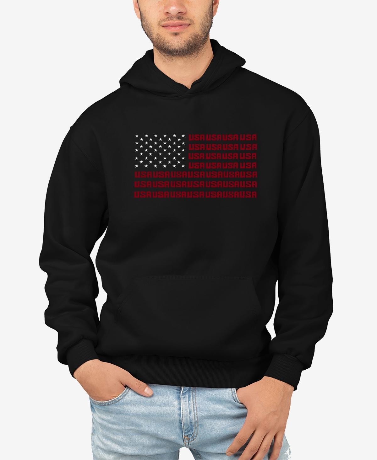 La Pop Art Mens Land of The Free American Flag Word Art Hooded Sweatshirt Product Image