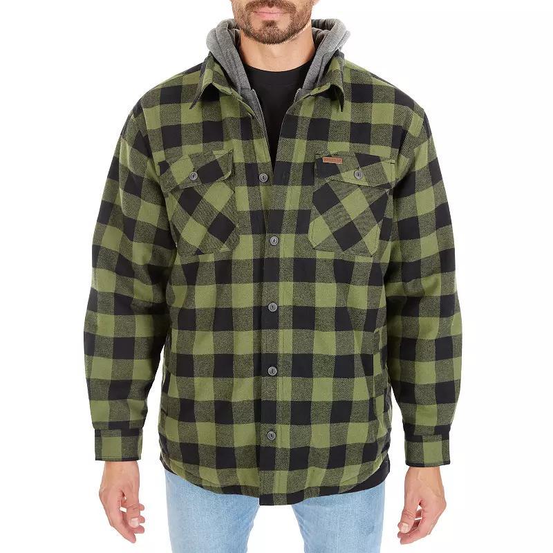 Big & Tall Smiths Workwear Sherpa-Lined Hooded Flannel Shacket, Mens Silver Blue Product Image