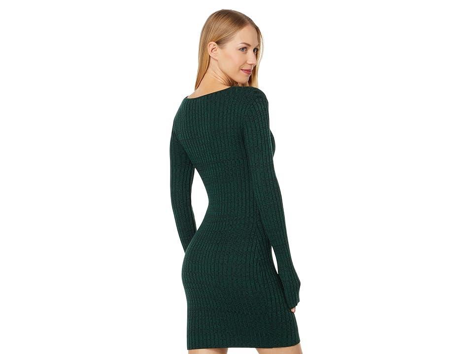 MONROW Cosmo Rib Sweaterdress w/ Crossover Neck (Deep Forest) Women's Clothing Product Image