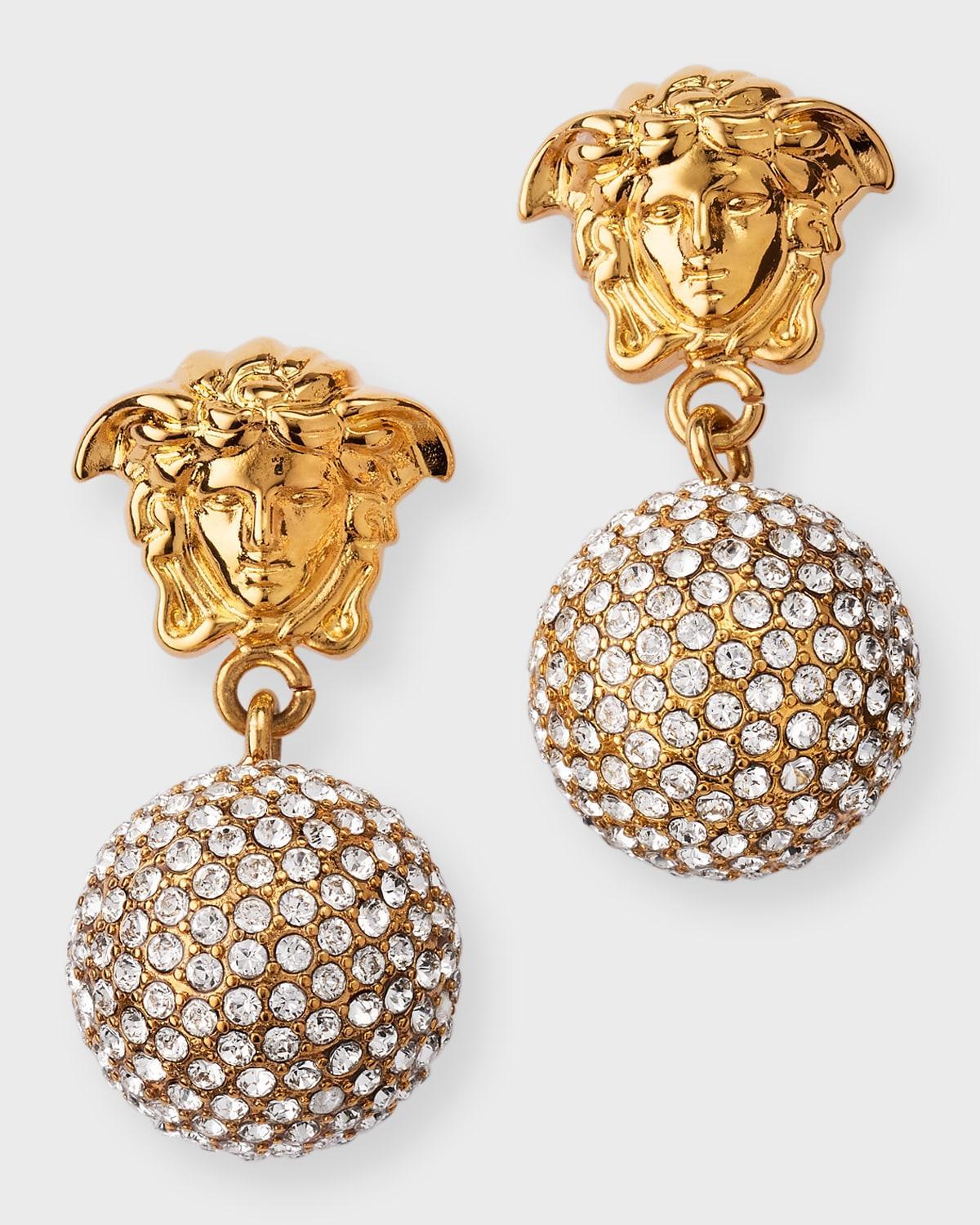 Womens Goldtone & Strass Crystal Medusa Drop Earrings Product Image