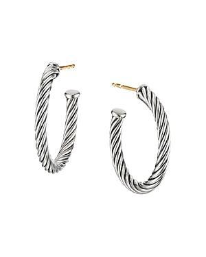 Womens Cable Hoop Earrings in Sterling Silver Product Image