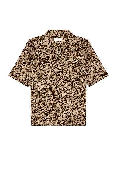 Saint Laurent Hawaii Short Sleeve Shirt in Tan Product Image