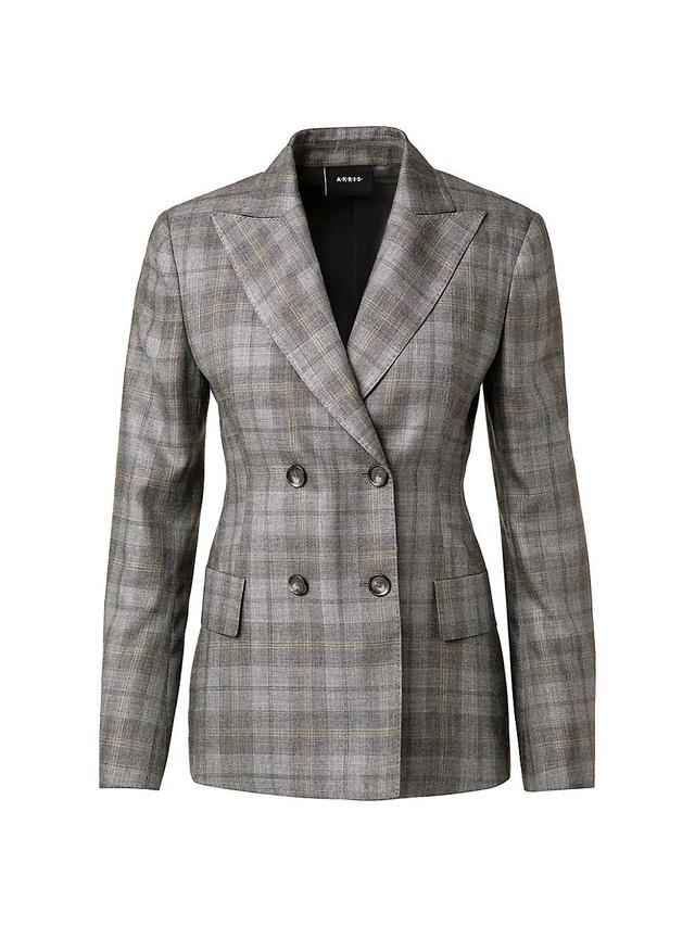 Womens Gabardine Check Double-Breasted Blazer Product Image