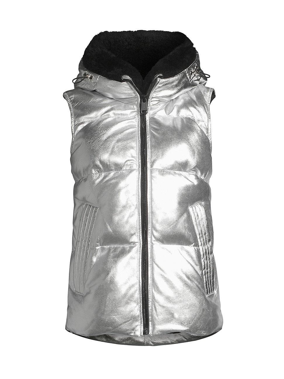 Womens Legacy Metallic Leather & Shearling Vest Product Image