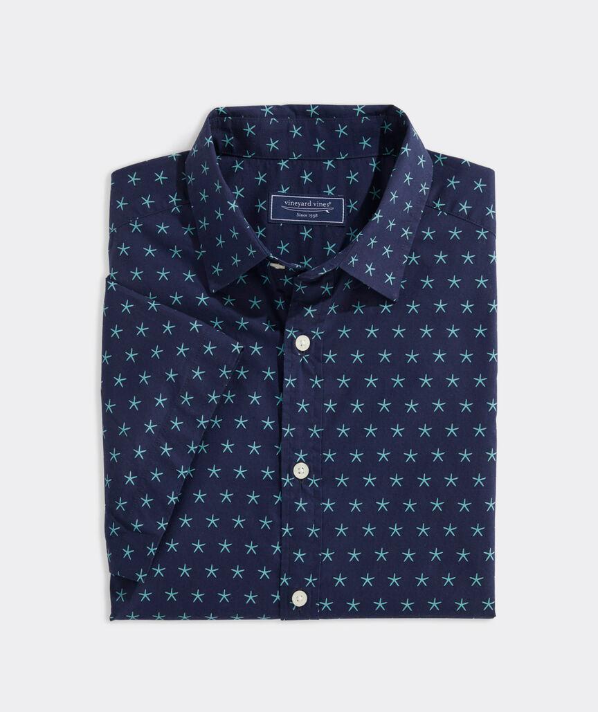 Cotton Madras Short-Sleeve Starfish Shirt Product Image